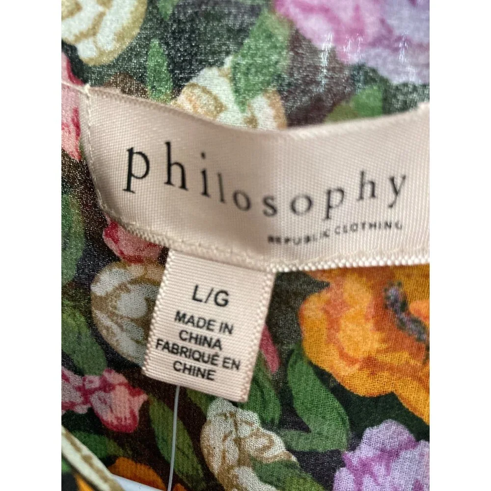 Philosophy Women's Button Up Long Sleeve Floral Blouse - Picture 4 of 10